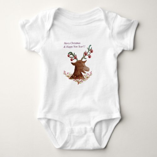 Holidays Reindeer Deer Baby Bodysuit