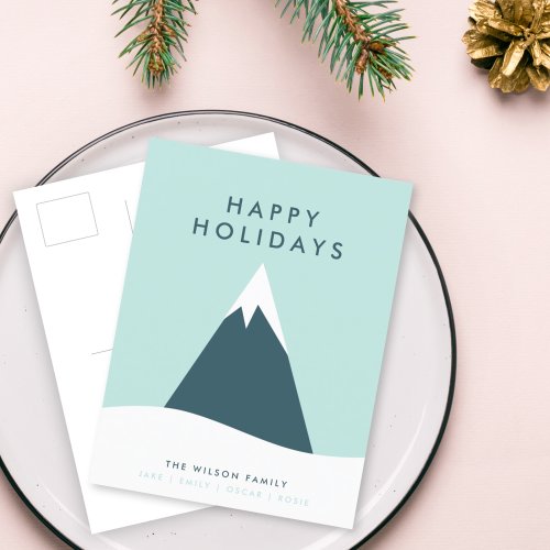 Holidays Snow Mountain  Scandinavian Minimalist Holiday Postcard