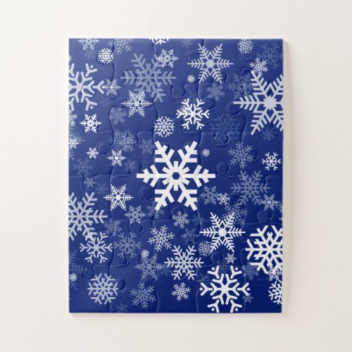 Holidays Snowflakes Navy Blue for Everyone Jigsaw Puzzle