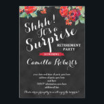 Holidays Surprise Party Chalkboard Cards<br><div class="desc">Surprise Party Invitation Cards for a lady or perhaps a couple. Red Christmas Holiday Flowers and greenery against a chalkboard background.

I have set this design up to say "RETIREMENT PARTY" but you can change this to any thing you wish.</div>