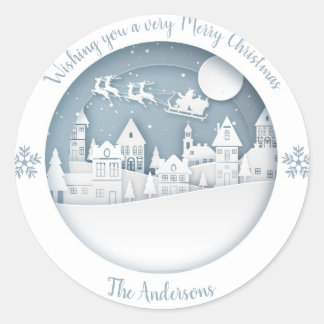 Holidays - WC Winter Scene 5 - Customize Classic Round Sticker