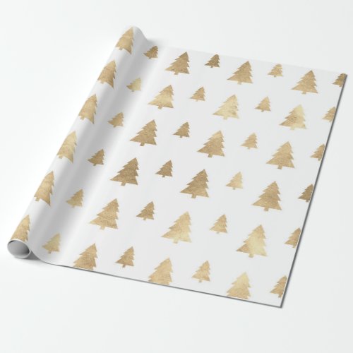 Holidays White Golden Christmas Tree Wrapping Paper