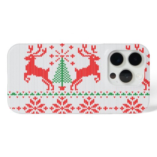 Holidays White Knit Christmas Ugly Sweater Ho Deer iPhone 15 Pro Case