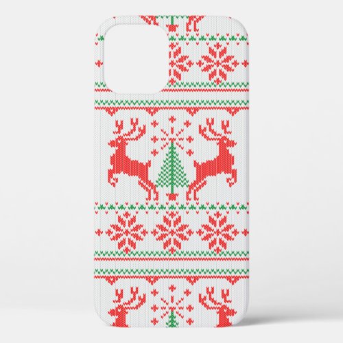 Holidays White Knit Christmas Ugly Sweater Ho Deer iPhone 12 Case