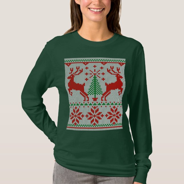 Holidays White Knit Style Sweater Deer (Front)