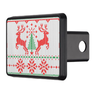 Holidays White Knit Style Sweater Deer Trailer Hitch Cover
