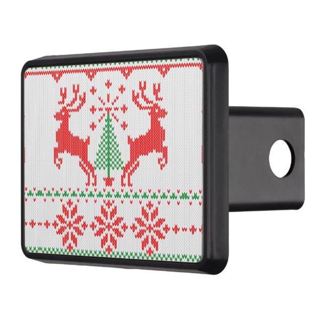Holidays White Knit Style Sweater Deer Trailer Hitch Cover (Left)