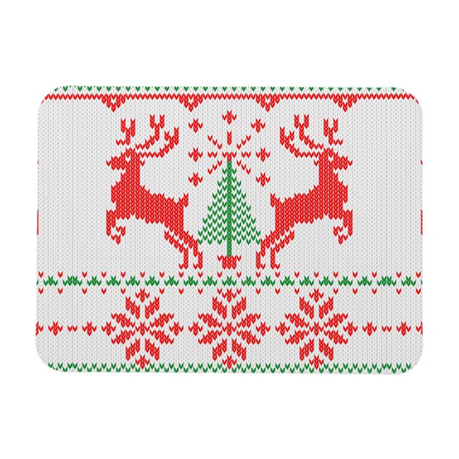 Holidays White Knit Ugly Sweater Ho Deer Magnet (Horizontal)