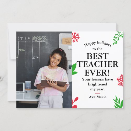 Holidays Wishes to Teacher Holiday Card
