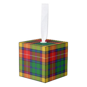 Holidaytime Clan Buchanan Tartan Plaid Cube Ornament
