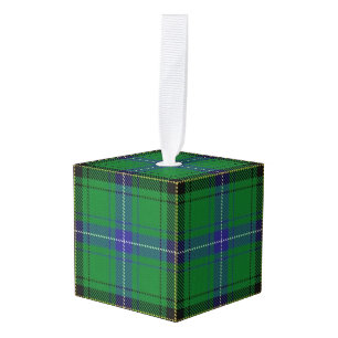 Holidaytime Clan Henderson Tartan Plaid Cube Ornament