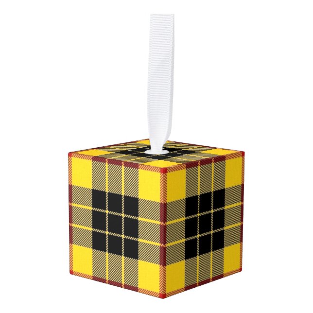 Holidaytime Clan MacLeod of Lewis Tartan Plaid Cube Ornament (Front Angled)