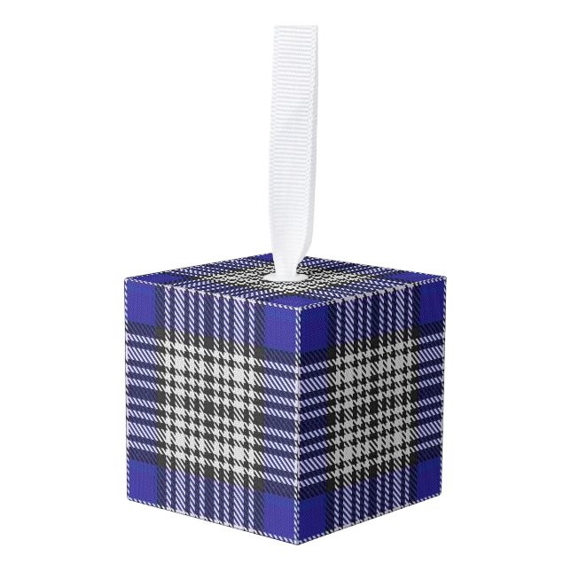 Holidaytime Clan Napier Tartan Plaid Cube Ornament (Front Angled)