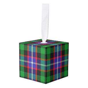 Holidaytime Clan Russell Tartan Plaid Cube Ornament