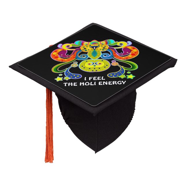 holiES - abstract happy holy Cow + your ideas Graduation Cap Topper (Angled)