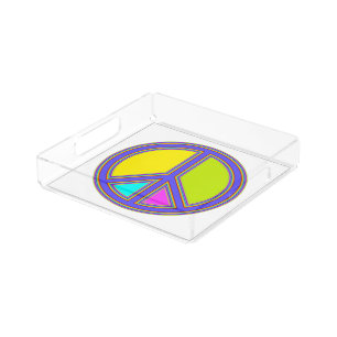 holiES - colorful PEACE sign + your ideas Acrylic Tray