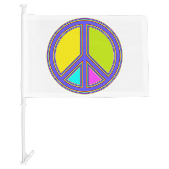 holiES - colorful PEACE sign + your ideas Car Flag (Front)