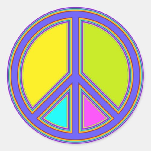 holiES _ colorful PEACE sign  your ideas Classic Round Sticker