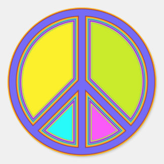 holiES - colorful PEACE sign + your ideas Classic Round Sticker
