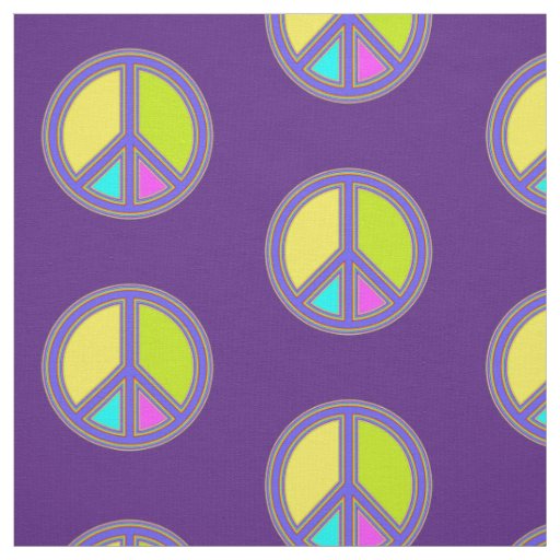 holiES - colorful PEACE sign + your ideas Fabric