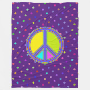 holiES - colorful PEACE sign + your ideas Fleece Blanket