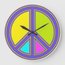 holiES - colorful PEACE sign + your ideas Large Clock