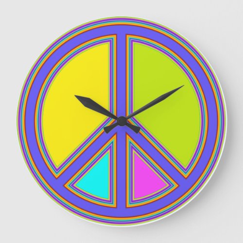 holiES _ colorful PEACE sign  your ideas Large Clock