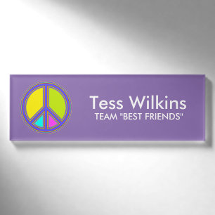 holiES - colorful PEACE sign + your ideas Name Tag