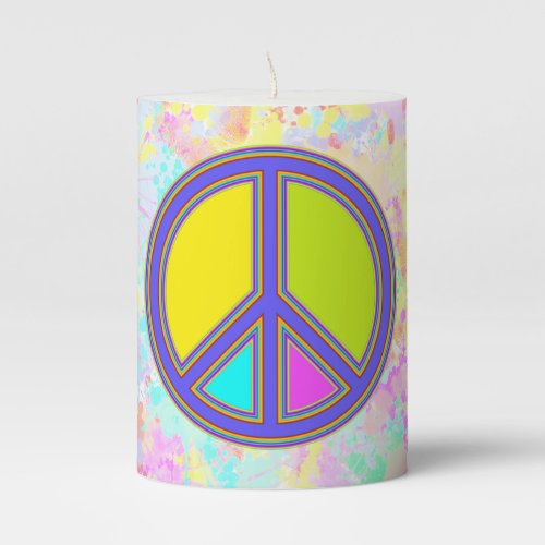 holiES _ colorful PEACE sign  your ideas Pillar Candle