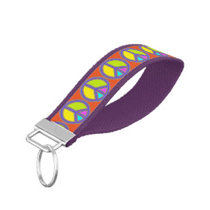 holiES - colorful PEACE sign + your ideas Wrist Keychain