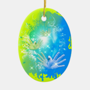 holiES - Flying Hands Pigeons ART Ceramic Ornament
