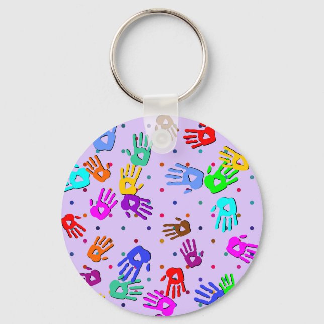 holiES - hands dots colored pattern 1 Keychain (Front)