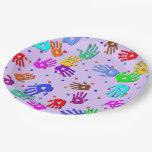holiES - hands dots colored pattern 1 Paper Plates