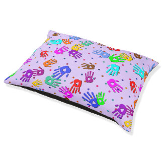 holiES - hands dots colored pattern 1 Pet Bed