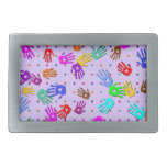 holiES - hands dots colored pattern 1 Rectangular Belt Buckle
