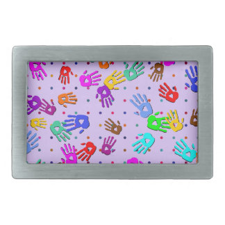 holiES - hands dots colored pattern 1 Rectangular Belt Buckle