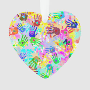 holiES - hands splashes colored grunge pattern 2 Ornament