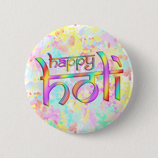 holiES - HAPPY HOLI colored gradients 1 Button (Front)