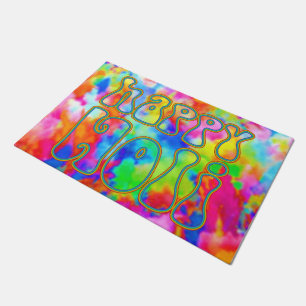 holiES - HAPPY HOLI simply colored outline 1 Doormat