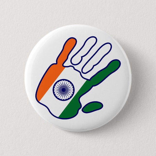 holiES - India Flag Hand - be a fan Pinback Button (Front)