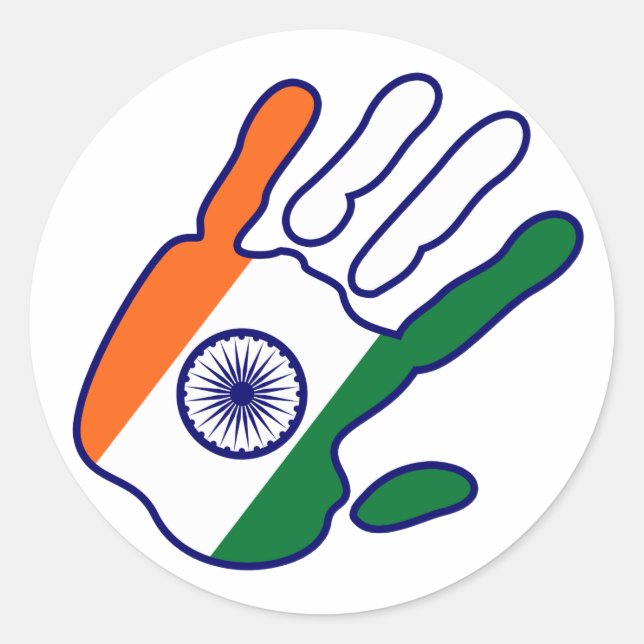 holiES - India Flag Hand Classic Round Sticker (Front)