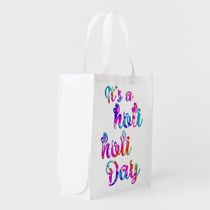 holiES - IT'S A HOLI HOLI DAY + your backgr. Reusable Grocery Bag