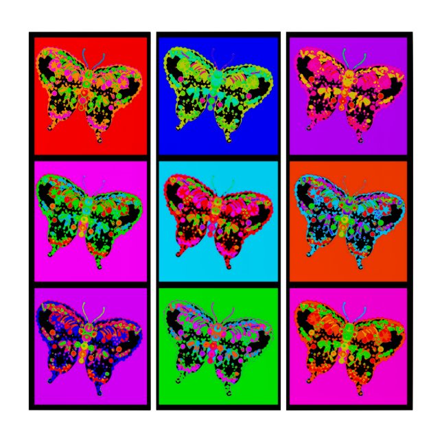 holiES - Psychedelic Butterflies Mosaic Triptych (Front)
