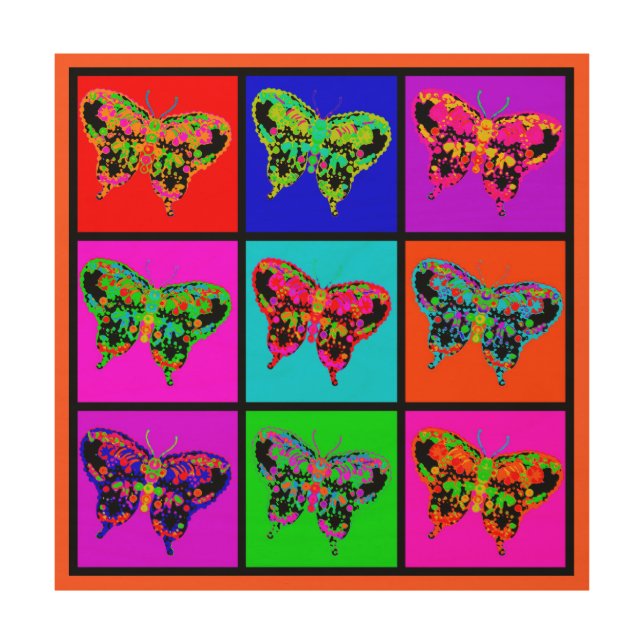 holiES - Psychedelic Butterflies Mosaic Wood Wall Art (Front)