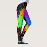 Energetic Expressive Hot Pink Paint Splatter Leggings by ovko