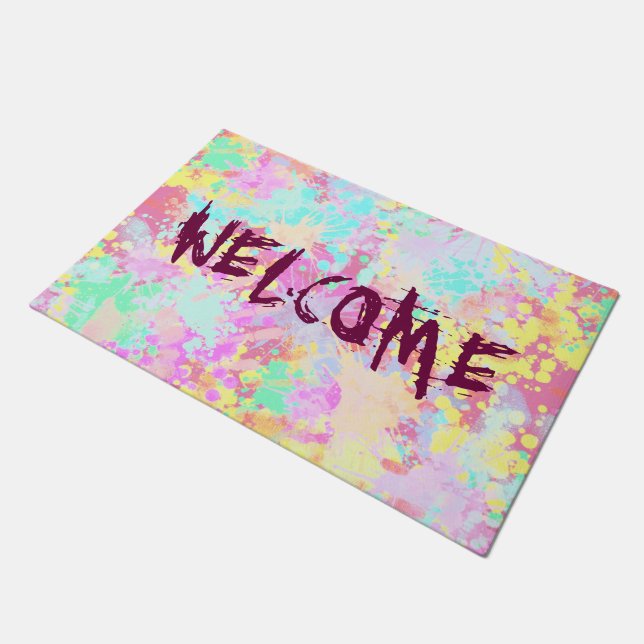 holiES - Splashes seamless pattern pastel 1 Doormat (Angled)