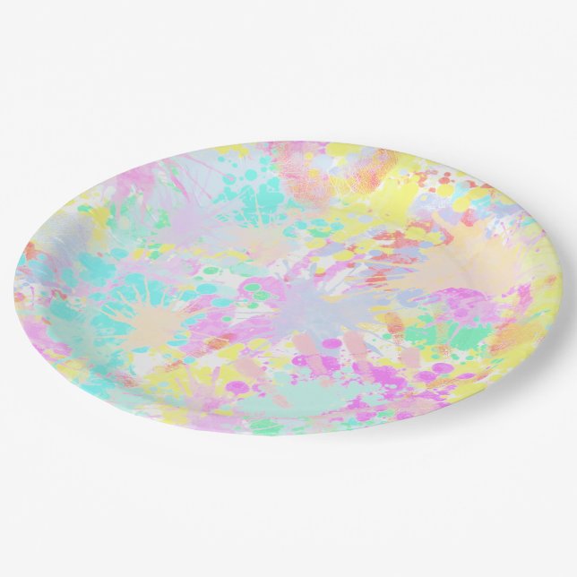 holiES - Splashes seamless pattern pastel 1 Paper Plates (Angled)