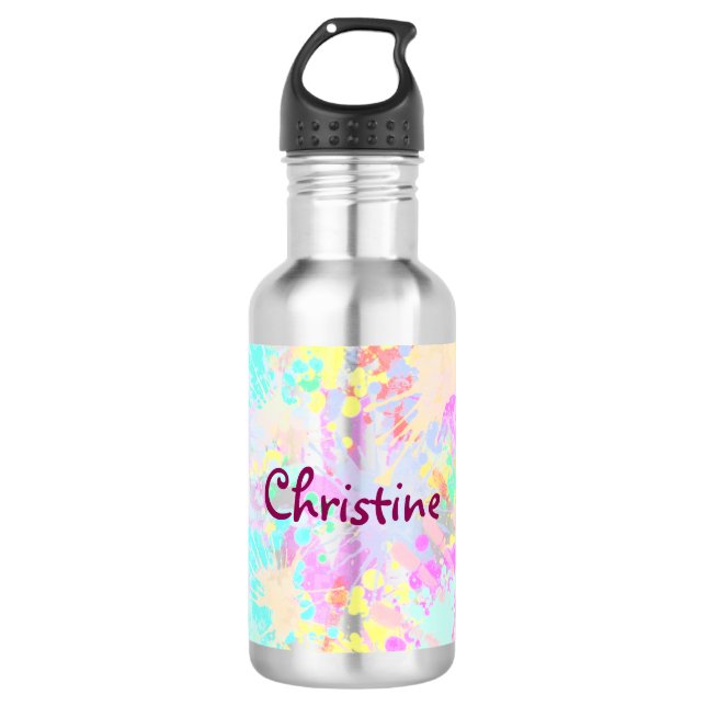 holiES - Splashes seamless pattern pastel 1 Water Bottle (Front)