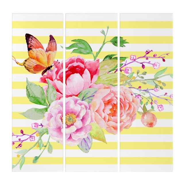 holiES - Watercolor Spring Flowers Bouquet 2 Triptych (Front)
