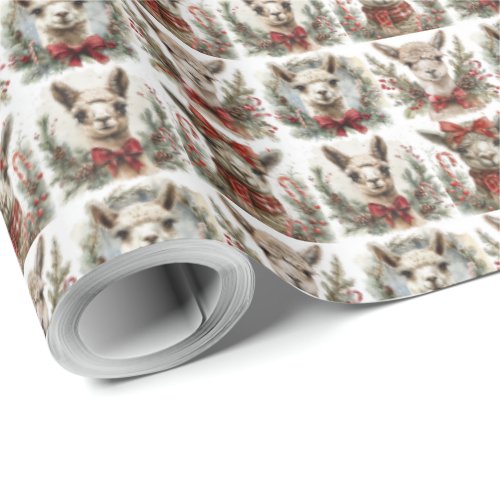 Holilday Alpaca Themed Christmas Gift Wrap Paper